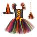 Ydojg Cute Outfit Set For Boys Girls Toddler Kids Baby Pageant Witch Party Tulle Dresses With Hat & Broom Fancy Dress Up Set For 8-9 Years