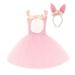mveomtd Toddler Girls Pink Adorable Easter Bunny Princess Dress Cute Plush Rabbit Ears Party Mesh Tufted Dress Summer Dresses Little Girls Long Light Dress Girls