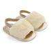 Baby Girls Plush Sandals Open Toe Fur Princess Flats Walking Shoes