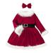 Hfolob Girls Dress Toddler Baby Kids Girls Suit Christmas Party Dress Hairband Blet Set Outfits Dress For Kids