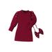 Qtinghua Toddler Baby Girls Pearl Dress Long Sleeve Mini Dress with Bow Bag Autumn Party Clothes Red 4T