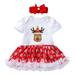 Fall Baby Girl Outfits Christmas Baby Clothing Cartoon Socks Tree Snow Flower Short Sleeve Dress And Hair Accessories Set Baby Boys Clothing Sets Coffee 6 Months-12 Months