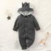 Daqian Baby Girl Clothes Clearance Toddler Baby Boys Girls Solid Color Cute Ears Winter Thick Keep Warm Jumpsuit Romper Toddler Girl Clothes Clearance Gray 6-9 Months