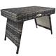 Outsunny Foldable Outdoor Coffee Table, Metal Frame Rattan Side Table, Coffee Table Side Table for Lawn, Garden, Mixed Grey