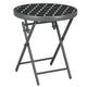 Outsunny Î¦45cm Outdoor Side Table, Round Folding Patio Table with Imitation Marble Glass Top, Small Coffee Table, Black and White