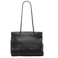 FENDI Tote Bag Shoulder Black Leather Women's