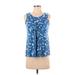 Croft & Barrow Sleeveless Top Blue Floral Scoop Neck Tops - Women's Size X-Small Petite