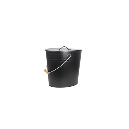 Ascheeimer 24 L für Kamin, Ofen & Grill schwarz 39 x 27 x 35 cm