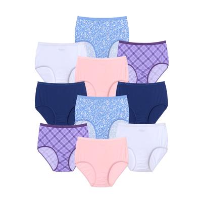 Plus Size Women's Full Coverage Cotton Brief 10-Pack by Comfort Choice in Garden Plaid Pack (Size 14) Underwear
