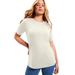 Plus Size Women's Short-Sleeve Crewneck One + Only Tee by June+Vie in Pink Whisper (Size 30/32)