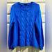 J. Crew Sweaters | J Crew Knitted Women's Size Large Long Sleeve Blue Cable Knit Pullover Sweater | Color: Blue | Size: L