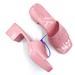 Gucci Shoes | Gucci Rubber Slide Sandals Pink Logo Square Open Toe Block Heel Mules Sz 36 / 6 | Color: Pink | Size: 6