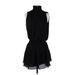 Krisa Cocktail Dress - Mini Turtleneck Sleeveless: Black Print Dresses - Women's Size Small