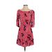 Gap Casual Dress - A-Line Boatneck 3/4 sleeves: Red Floral Dresses - Women's Size Small