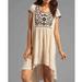 Free People Dresses | Free People Marina Cream Embroidered Short Sleeve High Low Dress | Color: Black/Cream | Size: S