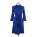 Lafayette 148 New York Casual Dress - Shirtdress Collared 3/4 sleeves: Blue Print Dresses - Women's Size 10