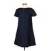 Zara Basic Casual Dress - A-Line Crew Neck Short sleeves: Blue Print Dresses - Women's Size X-Small