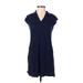 Nic + Zoe Casual Dress - Shift V Neck Short sleeves: Blue Dresses - Women's Size X-Small