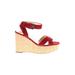 Charles by Charles David Wedges: Red Solid Shoes - Women's Size 8 1/2 - Open Toe