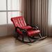 HIGH CHESS Solid Wood Lazy Leisure Rocking Chair Rocking Chair Faux Leather/Wood/Upholste/Solid Wood in Red | 35.04 H x 26.38 W x 49.21 D in | Wayfair
