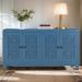 Red Barrel Studio® Cedrina Storage Cabinet, Sideboard & Pull Ring Handles-Stylish Buffet Wood in Blue | 32 H x 60 W x 15.7 D in | Wayfair