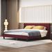 Ebern Designs Ahsaan Upholste Platform Bed Wood & Upholste/Upholste/Linen in Red | 38.5 H x 81.1 W x 81.1 D in | Wayfair