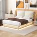 Latitude Run® Platform Bed w/ Sensor Light & Ergonomic Design Backrests Wood & /Upholstered/Faux leather in White | Wayfair