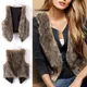 Gilet en fausse fourrure de cuir pour femme glaçure en fourrure artificielle col en V confortable