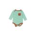 Cat & Jack Long Sleeve Onesie: Green Print Bottoms - Size 0-3 Month