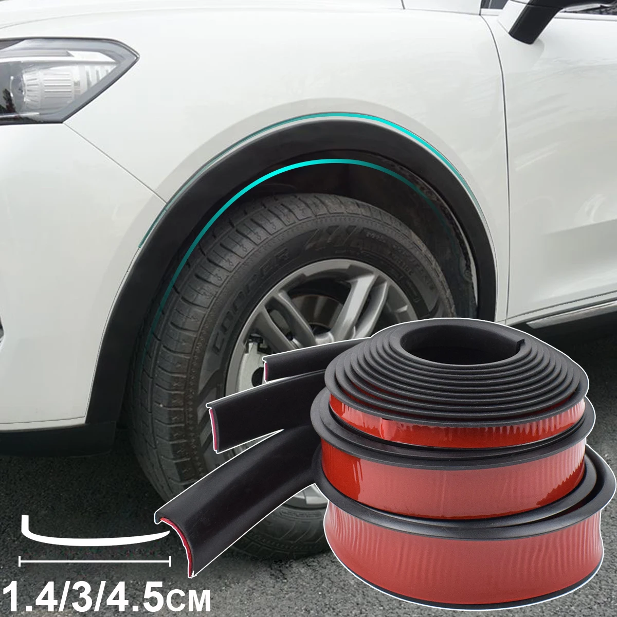 Parafango universale Flares Archi ruota per auto Espansore ala Arco Sopracciglio Parafango Labbro Corpo Protezione in gomma Copertura Paraspruzzi Trim Kit