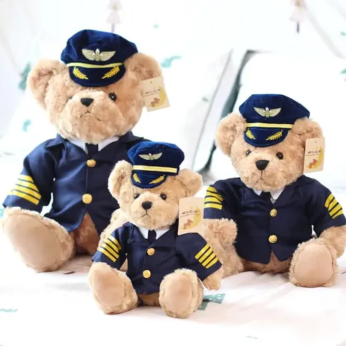 Pilot Bär Flugzeug Kapitän Uniform Teddybären niedlichen Tier weich ausgestopfte Puppe Plüsch