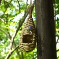 Hanging Bird House for Outside Bird House with Woven Straw Natural Bird Cage Cottage Decorative Wooden Birdhouse for Outdoor Garden and Patio DÃ©cor