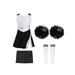 renvena Kids Girls Cheerleading Dance Outfit Tennis Golf Dress with Shorts 2Pcs Hand Flowers Striped Tube Socks Sports Uniform Size 4-14 A White&Black 8