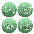 40 Green Modern Baby Shower Stickers 2 Inch Big Round Glossy Labels Gender Neutral Baby Shower Great for Party Favors Tags Games And Supplies. Made in USA