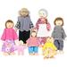 Kkewar Wooden Doll Family 7pcs Wooden Dolls Pretend Play Set Dolls Family for Children Kids Figure Toy Mini House Gift