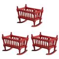 3 Pieces Simulation Cradle Miniature Children Supply Baby Doll Cribs House Furniture Kids Nursery Toy Adorable