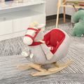 RUseeN Baby Rocking Horse Wooden Plush Stuffed Rocking Animals White Kid Ride on Toys for 1-3 Years Old Red & Gray for Girl & Boy Toddler/Infant Rocker for Nursery Kid Riding Toys/Horse