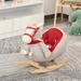 RUseeN Baby Rocking Horse Wooden Plush Stuffed Rocking Animals White Kid Ride on Toys for 1-3 Years Old Red & Gray for Girl & Boy Toddler/Infant Rocker for Nursery Kid Riding Toys/Horse