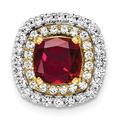 14K Two-Tone Lab Grown Diamond Created Ruby Pendant