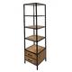 Amagohome Bücherregal Vitrine Bücherbord 40x180x40 cm 2x Schubladen Metall Gestell Holzböden massiv