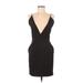 Solace London Casual Dress - Mini V Neck Sleeveless: Black Print Dresses - Women's Size 6