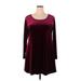 Tiana B. Casual Dress - A-Line Scoop Neck Long sleeves: Burgundy Color Block Dresses - Women's Size 2X-Large