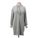 Calvin Klein Casual Dress - Shift Collared 3/4 sleeves: Gray Print Dresses - Women's Size Small