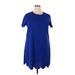 Shein Casual Dress - Shift Crew Neck Short sleeves: Blue Print Dresses - Women's Size 2X