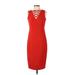 JAX Black Label Casual Dress - Sheath Crew Neck Sleeveless: Red Print Dresses - Women's Size 4