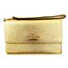 Kate Spade Bags | Kate Spade Gold Leather Trifold Medium Snap Wallet Clutch Mirror Wrist Strap | Color: Gold | Size: Os