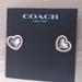 Coach Jewelry | Coach Valentine's Heart Silver Crystal Engraved Logo Stud Earrings Y2k | Color: Silver | Size: Os
