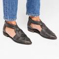 Free People Shoes | Free People Wanderlust Flat Sandals Pointed Toe Braided Learher Grey Black 36 | Color: Black/Gray | Size: 6