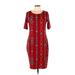 Lularoe Casual Dress - Sheath Scoop Neck Short sleeves: Burgundy Dresses - Women's Size Large