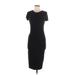 T-Bags Los Angeles Casual Dress - Midi Crew Neck Short sleeves: Black Print Dresses - Women's Size Medium